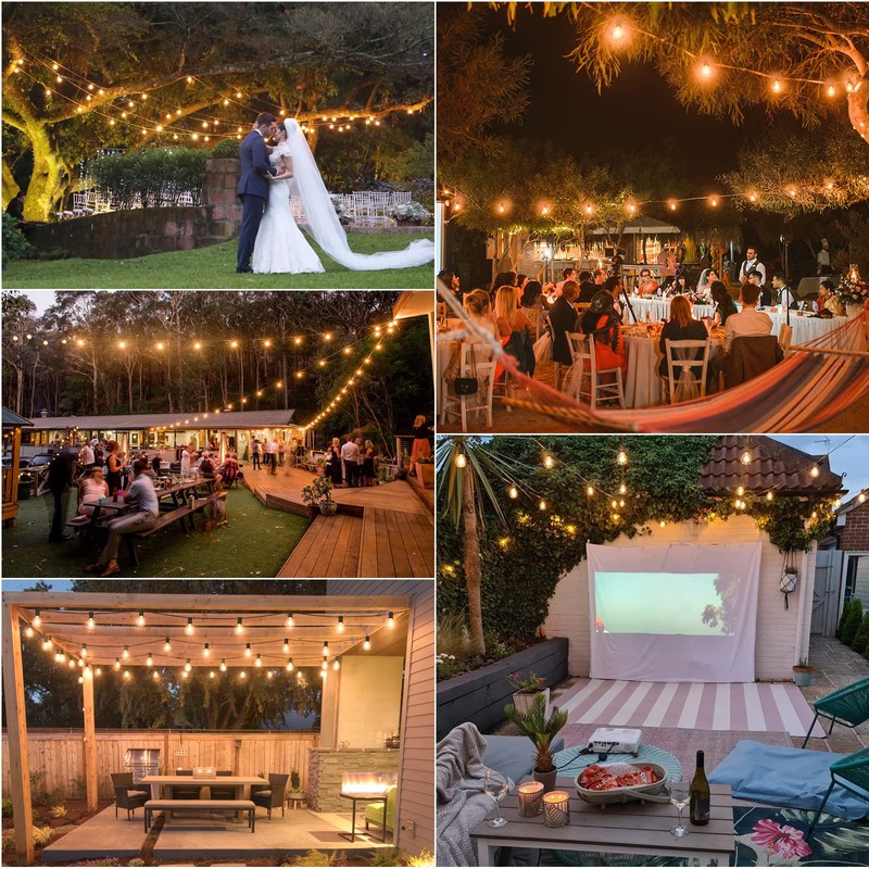 Mlambert 200Ft(4x50Ft) Outdoor String Lights G40 Globe Patio Lights with