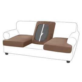 molasofa T-Cushion Sofa Seat Slipcovers Set, Couch Protector for Sectional, Armchair, Loveseat - Stretch Spandex Fabric (3 Cushion Sofa,Brown)