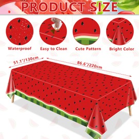 4 Pack Watermelon Party Tablecloth Watermelon Table Cover One in A Melon Party Table Cloth Watermelon Theme Tablecloth Watermelon Birthday Party Supplies Plastic Summer Fruit Party Decor 86 x 51 Inch