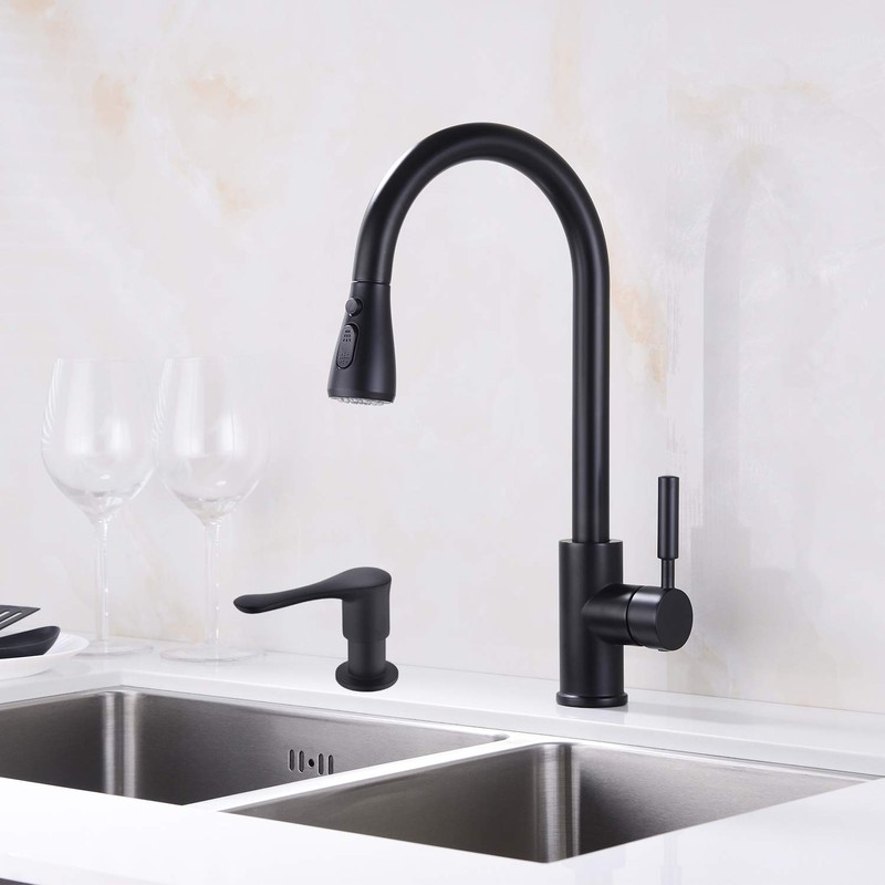 BZOOSIU Kitchen Sink Soap Dispenser Black Solid Brass Pump Head