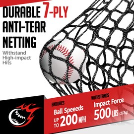 ZEALFEEL Baseball Net, 7x7 ft Pitching & Batting Net with Dummy Batter, Large Ball Collection System, 2 Strike Zones, Batting Tee, Carry Bag, Baseball Softball Net for Batting Pitching Hitting