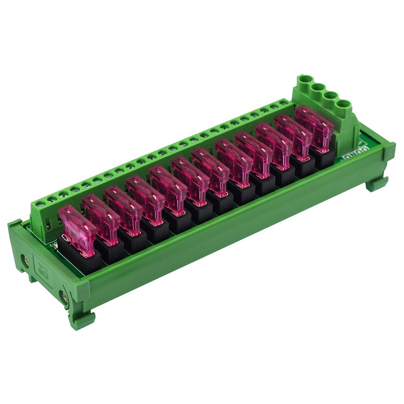 DC Power Fuse Distribution Strip Module (12 Position, DIN Rail