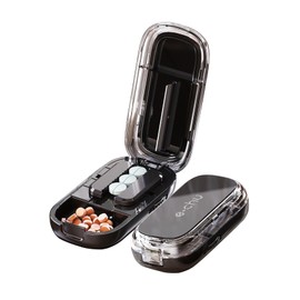 Pill Cutter Splitter for Small and Tiny Pills - Adjustable Pill Splitter with Centering Device for Cutting Multiple Pills, Precision Alignment, Easy to Use and Travel Sized (Inky Black)