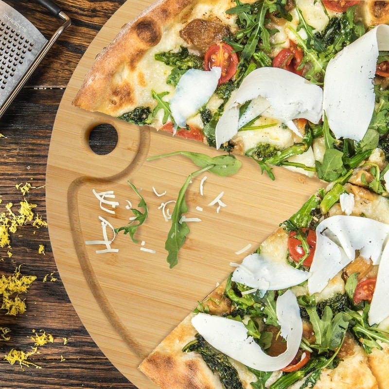 BambooMN Bamboo Round Chopping and Serving Board Charcuterie Board 12"
