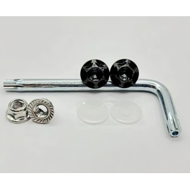 Kuroobaa Titanium Motorcycle License Plate Bolts M6x15mm Snowflake Design, Set of 2 (Black)