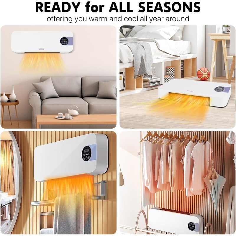 Wall Mounted Heater 1500W PTC Ceramic Electric Space Heater with