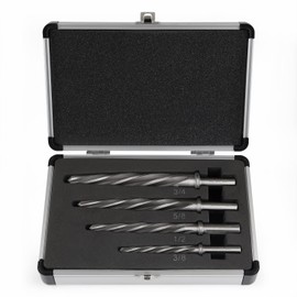 Lichamp 4 Piece Reamers Set for Metal, Taper Reamer Drill Bit for Steel for 3/8 1/2 5/8 3/4 inches Hole M2 HSS Chucking Bridge Steel Reamers