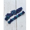 YHDDYG Navy Blue Garter Set for Bride Lace Pearl Rhinestone