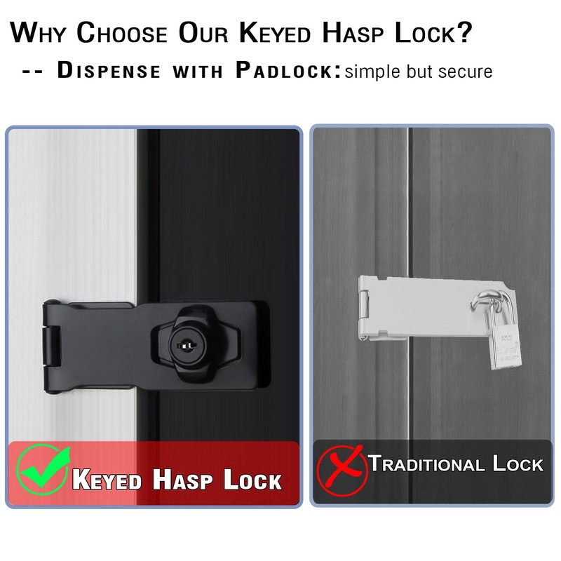 2 Packs 3 inch Keyed Hasp Locks,Twist Knob Keyed Locking