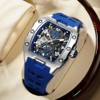 MEGIR Automatic Mechanical Men Watch, Silicone Band, 43x50mm Alloy Case,
