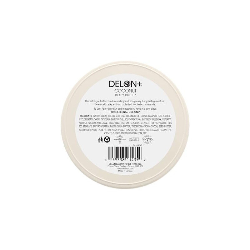 Delon Coconut Body Butter, Coconut, 6.9 Ounce