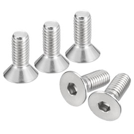 QUARKZMAN Pack of 5 3/8-16 x 1 Inch Flat Countersunk Socket Cap Screws 304 Stainless Steel Hexagonal Socket Flat Head Screws Full Thread Countersunk Bolts