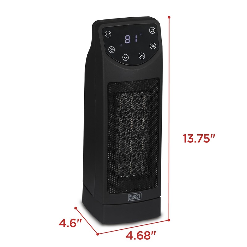 BLACK+DECKER Oscillating Space Heater, Portable Heater with Remote Control, Ceramic