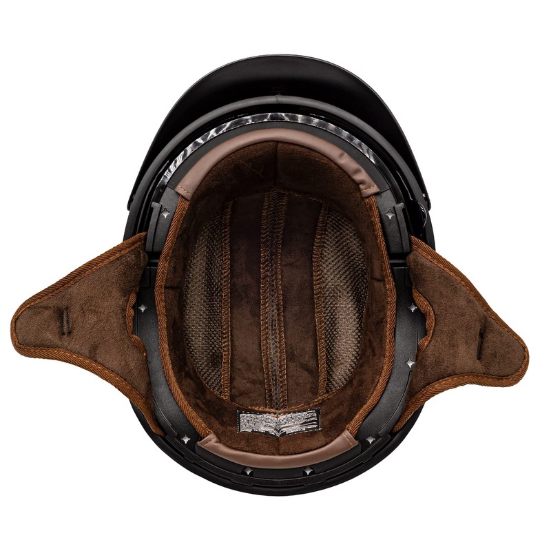 VCAN Cruiser Solid Flat Black Half Face Motorcycle Helmet with