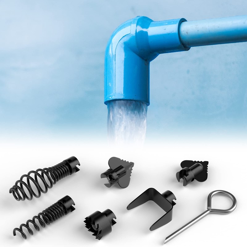 FEITON 7PCS Drain Cleaner Combination Cutter Head Set,16mm Manganese Steel
