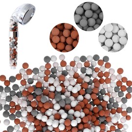 4 Packs Shower Envy Refills, Shower Head Beads 240g, Mineral Stone Balls for Water Filtration for Filtered Showers Head (Orange Gray White)