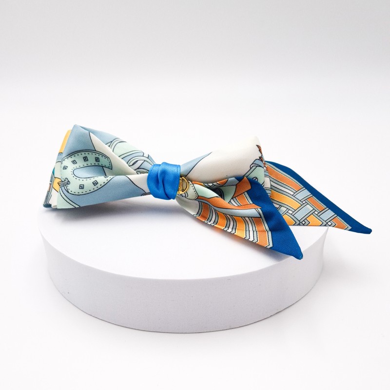 (3 types) Burnaby scarf unbalanced ribbon hairpin blue 10cm /