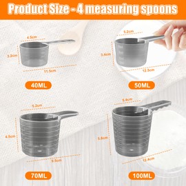 GOLRISEN 4 Stk Messlöffel 40/50/70/100 ml Dosierlöffel Messlöffel Gramm Löffel Scoop Milchpulverlöffel Kunststoff Dosierlöffel Portionierlöffel Transparent mit Skala für Kaffee Proteinpulver Abwiege