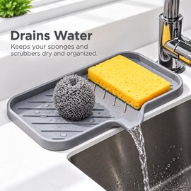 Kitchen Sink Silicone Tray for Soap and Sponge Storage – Drain Design Holder for Clean Countertops and Daily Washing Areas