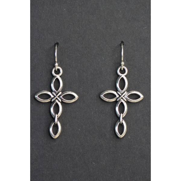 Handmade Cross Charm Earrings 925 sterling silver hooks pewter Charms