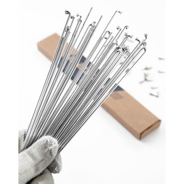 BaveL 36 Pcs 14G Bicycle Stainless Steel Spokes (70 mm-200 mm) with Copper Cap 36pcs,Mountain Bike Stainless Spokes,for MTB,Ebike,City Bikes-Replacement/Repair Spoke (185mm)