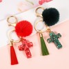 MWOOT 2 x Key Ring Cross for Pompom Tassels, Red+Green