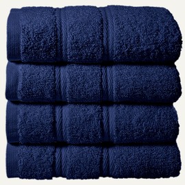 Briarwood Home® Medley 4-Pack Hand Towel - 16”x30”, 100% Combed Cotton, 600 GSM Ultra-Soft, Quick Dry & Highly Absorbent – Lightweight & Compact for Spa, Gym, Kitchen & Face Use – Navy