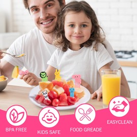 24 Pcs Vegetable Cutter Shapes Set, Cute Fruit Shape Cutters, Food Cutters for Kids Lunch, Cookie Stamps, Mini Cookie Cutters with Cartoon Animals Food Picks for Kids Baking and Lunchbox