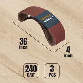 POWERTEC 3PK 4x36 Sanding Belts, 240 Grit Aluminum Oxide, 4 x 36 Inch Sanding Belts for Benchtop Belt and Disc Sander, Belt Sandpaper, Woodworking, Metalworking, Paint, Rust Removal (110153)