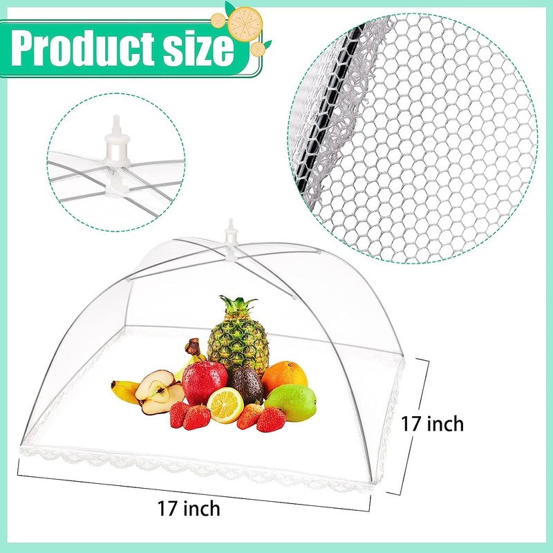 3Pack Food Cover Mesh Tent Umbrella Pop-Up Nets Reusable Collapsible