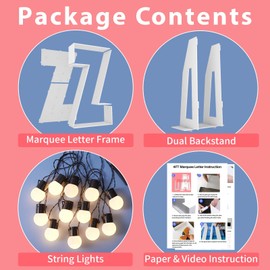 4FT Marquee Light Up Letters Z, Big Marquee Letter for Baby Shower Birthday Engagement Wedding Marry Me Party Decor