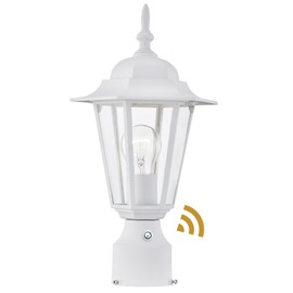 Outdoor Post Lights Dusk to Dawn, Lamp Post Light Fixture with E26 Socket, White Exterior Post Lantern with Clear Glass Shade, Pillar Outside Lighting for Walkway, Anti-Rust & Waterproof