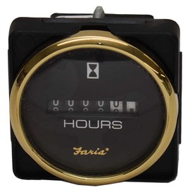 Faria Boat Hour Meter Gauge MH0133B | 2 Inch Regal Gold Analog