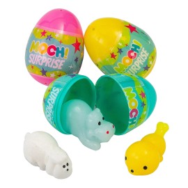 Fun Express Mochi Surprise Squishy-Filled Plastic Easter Eggs, 2 1/4" Bulk 96 Pcs