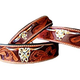 Ranch Hand Store Leather Dogs Collar -Western Leather Dog Collar with Hand-Painted Texas Longhorn Cow Skull - Genuine Leather Dog Collars for Ranch, Border Collies &Working Dogs- Small
