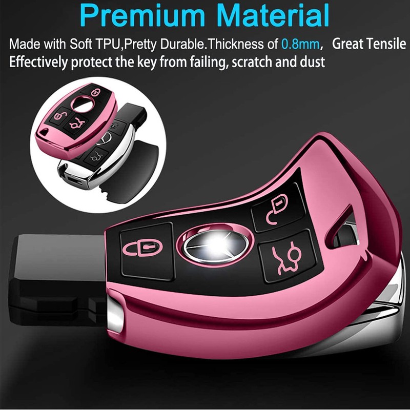Autophone Compatible with Mercedes Benx Key Fob Cover,Special Soft TPU