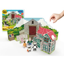PLAYPRESS Shaun The Sheep Mossy Bottom Pop-out Playset - Includes Farmers House, Shaun the Sheep, Timmy the Sheep & Other Characters - Eco-Friendly Building Toys - Construction Toys for Ages 5+
