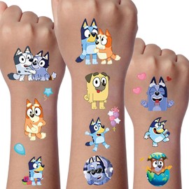 Blue Tattoo Children, 8 Sheets Temporary Children's Tattoos, Cartoon Temporary Tattoos Set, Waterproof Children's Tattoos, Children's Birthday Gift, Party Decoration