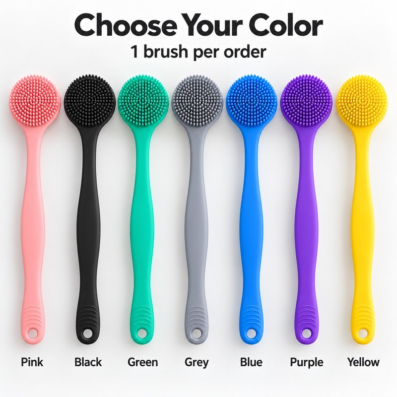 Silicone Back Scrubber for Shower – Long Handle Bath Body