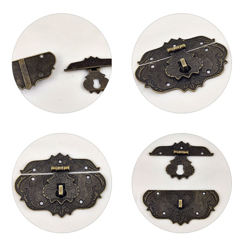 Padlock Latch Hasp Buckle Latch, Embossing Decorative Brass Hasp Clasp