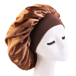 Silk Bonnet Sleeping Cap, Satin Hair Cap, Bonnet, Sleep Cap, Night Hat, Breathable Headwear for Curly Hair, Sleeping Cap, Silk Headcap, Golden