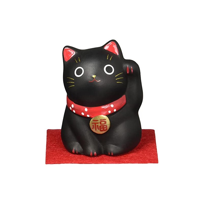 薬師窯 錦彩福おいで招き猫(小・黒) AM-Y7111