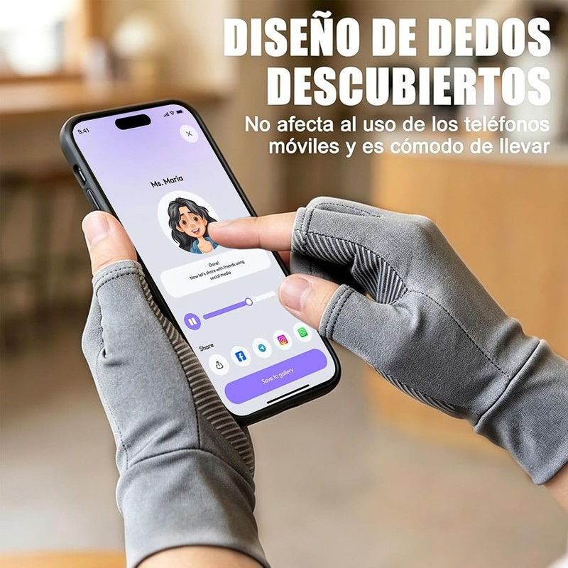 EYNSHOO 2 Pares de Guantes para Sol de Seda Helada,