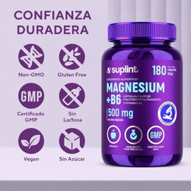 Citrato de Magnesio 200 mg con Vitamina B6 + Magnesio Complex – Suplemento Vegano de Alta Absorción – Magnesio en Cápsulas para Hombre y Mujer – Sin O