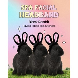 CHASIN' RABBITS Spa Facial Headband - Black Rabbit design