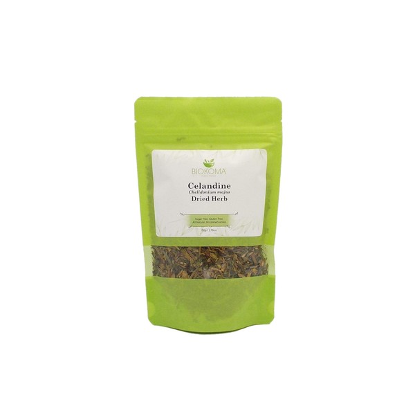 100% Pure and Natural Biokoma Celandine Dried Herb 50g (1.76oz) In Resealable Moisture Proof Pouch