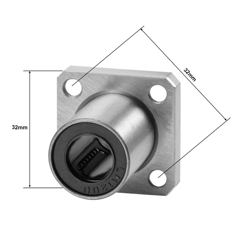 sourcing map Linear Ball Bearings LMK12UU with Square Flange, 12