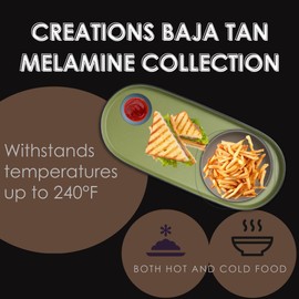 Creations Melamine Oval Dinner Plates, Steelite Heavy Use Unbreakable Commercial Foodservice Restaurant Grade, Baja, 10.2 by 5 by .7, Stackable Serving Platter, Plastic, Set of 24, Blue Black