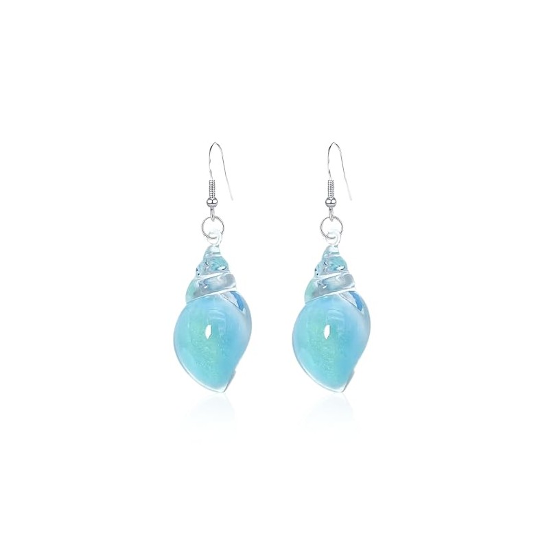 Ocean Conch Seashell Resin Dangle Earrings for Women Bohemian Hawaii