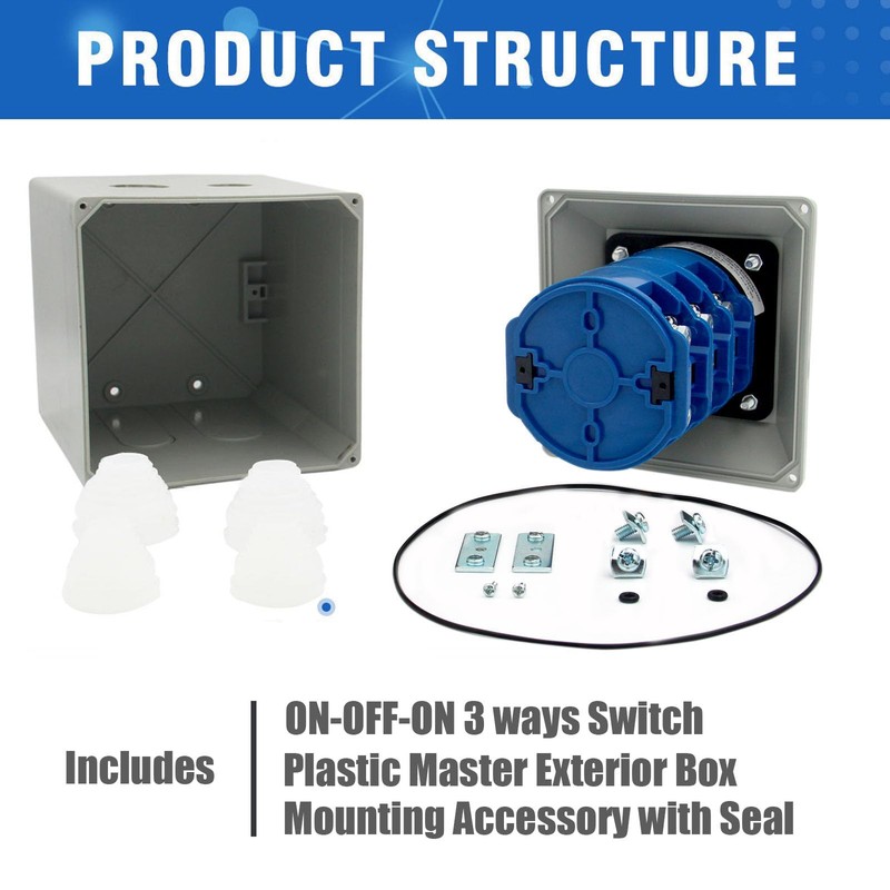 KEYMOO 125A Rotary Changeover Switch with Master Switch Exterior Box,